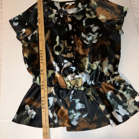 Pleione Womens Satin Peplum Blouse Size XL - Picture 7 of 13